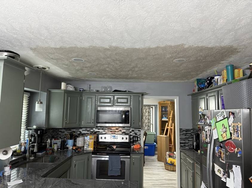 Kitchen ceiling re-textured to match the rest of the home